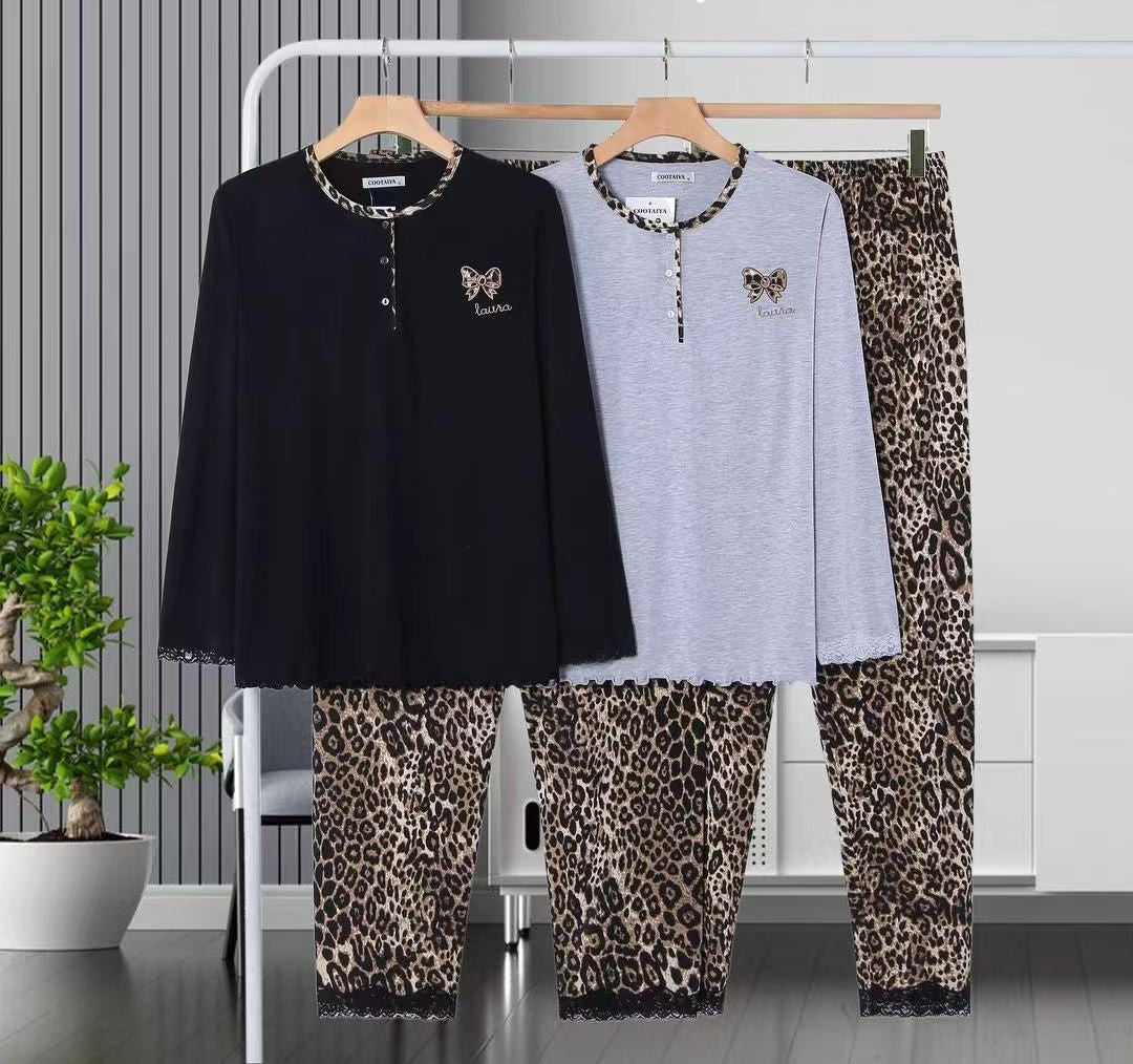 Pigiama Donna con Pantaloni Leopardati e Maglia Elegante – Comodo e di Tendenza